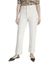 DKNY - High Rise Ecru Relaxed Straight Jean - Lyst