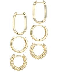 Adornia - 14K Plated Set Of 3 Hoop Earrings - Lyst