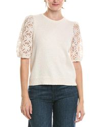 Vince Camuto - Textured Lace Sleeves Top - Lyst