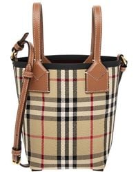 Burberry - London Mini Check Canvas & Leather Tote - Lyst