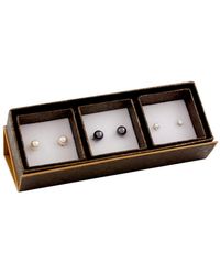 Splendid Gold Over Silver 10-14mm Shell Pearl Earrings - Black