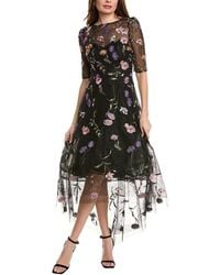 Teri Jon - Floral Embroidery Tulle A-Line Dress - Lyst