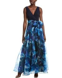 Eliza J - Knit Jersey & Printed Organza Gown - Lyst