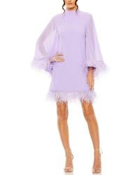 Mac Duggal - High-Neck Cape Sleeve Mini Dress - Lyst