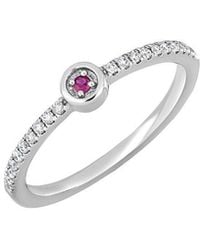 Bony Levy - El Mar 18K 0.12 Ct. Tw. Diamond & 1 Ruby Stackable Ring - Lyst