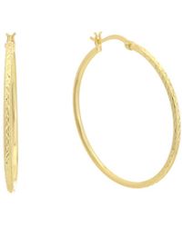 Argento Vivo - 14k Plated Textured Hoops - Lyst