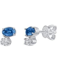 Sabrina Designs - 14K 0.94 Ct. Tw. Diamond & Sapphire 2-Stone Stud Earrings - Lyst