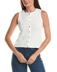 Cece - Pointelle Button Up Top - Lyst