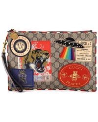 Gucci - Gg Coated Canvas Courrier Pouch With Applique (Authentic Pre- Loved) - Lyst
