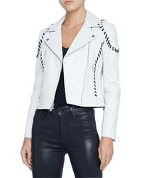 L'Agence - Eleana Whipstitch Leather Biker Jacket - Lyst