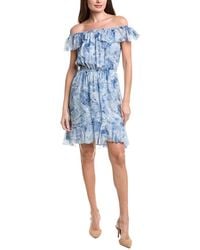 L'Agence - Leonie Off-Shoulder Silk Dress - Lyst