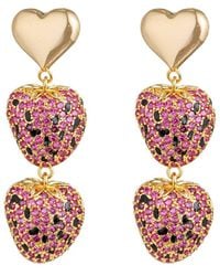 Eye Candy LA - Cz Pink Strawberry Heart Earrings - Lyst