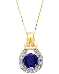 MAX + STONE - Max + Stone 10k 2.44 Ct. Tw. Diamond & Created Blue Sapphire Pendant Necklace - Lyst