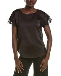 Anne Klein - Lace Trimmed Bateau Neck Montreal Satin Top - Lyst