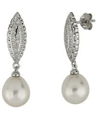 Belpearl - 9-10Mm Pearl Cz Dangle Earrings - Lyst