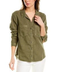 Bella Dahl Two-pocket Linen-blend Button-down Shirt - Green