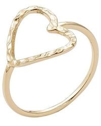 Adornia - 14K Plated Hammered Open Heart Ring - Lyst