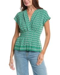 Max Studio - Short Sleeve Pleat Front Blouse - Lyst