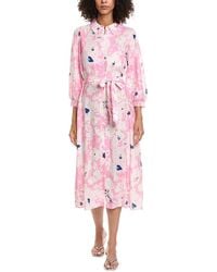 Pom - Linen-Blend Midi Shirtdress - Lyst