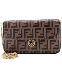 Fendi - Zucca Embossed Leather F Is Envelope Clutch On Chain (Authentic Pre-Loved) - Lyst