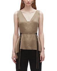 3.1 Phillip Lim - V-Neck Sleeveless Flounce Top - Lyst