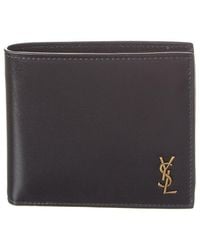 Saint Laurent - Logo Plaque Leather Wallet - Lyst