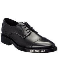 Balenciaga Logo Lace-up Leather Oxford - Black