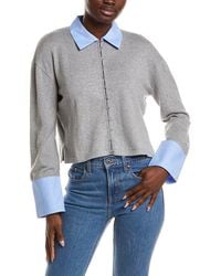 NAADAM - Mixed Media Button Down Cashmere-Blend Shirt - Lyst