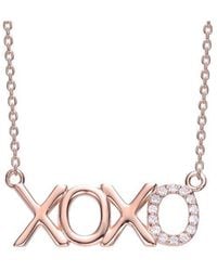 Genevive Jewelry - 18k Rose Gold Plated Cz Xoxo Necklace - Lyst