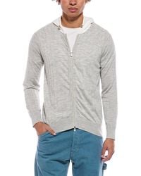 Eleventy - Full Zip Wool & Silk-Blend Hoodie Sweater - Lyst