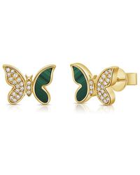 Sabrina Designs - 14k 0.53 Ct. Tw. Diamond & Malachite Butterfly Earrings - Lyst