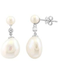 Effy Fine Jewelry - 14K 0.07 Ct. Tw. Diamond & 5, 11Mm Pearl Earrings - Lyst