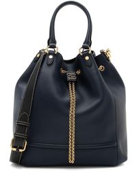 Fendi - Leather Textile Karligraphy Chain Bucket Bag (Authentic Pre-Owned) - Lyst