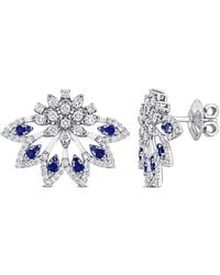 Rina Limor - 14K 1.65 Ct. Tw. Diamond & Sapphire Floral Earrings - Lyst