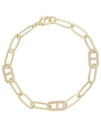 Adornia - 18K Plated Zircon Tarnish-Resistant Crystal Mariner Link Paperclip Chain Bracelet - Lyst