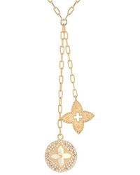 Gabi Rielle - 14k Over Silver Pearl Cz Perle D'or Clover Cascade Lariat Necklace - Lyst