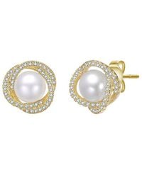 Rachel Glauber - 14K Plated 6Mm Pearl Cz Stud Earrings - Lyst