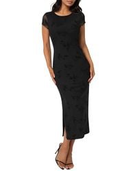 Bebe - Flocking Mesh T-Shirt Maxi Dress - Lyst