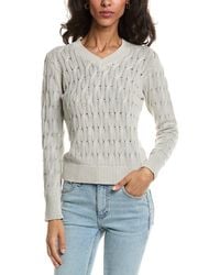 Forte - Stonewash Cable V-Neck Sweater - Lyst
