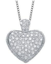 Genevive Jewelry - Silver Cz Heart Pendant - Lyst