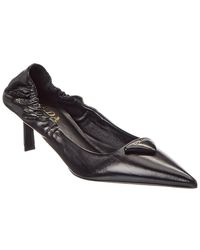 Prada - Leather Pointy-Toe Pump - Lyst