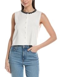 Ellen Tracy - Crochet Flower Trim Sweater Vest - Lyst