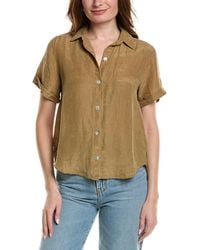 Bella Dahl - Cuffed Short Sleeve Linen-Blend Shirt - Lyst