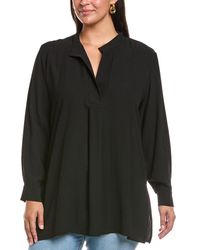 Eileen Fisher - Plus Stand Collar Silk Tunic - Lyst