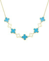 Italian Gold - 14K Station Layered Clover Necklace - Lyst