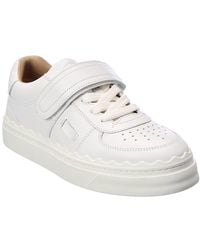 Chloé - Lauren Scalloped Leather Sneaker - Lyst