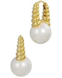 Savvy Cie - 18K Plated 10-11Mm Pearl Drop Earrings - Lyst