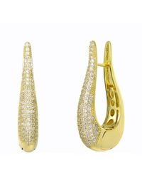 Rachel Glauber - 14k Plated Cz Heavy Hoops - Lyst