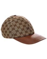 Gucci - Gg Canvas & Leather Baseball Hat - Lyst