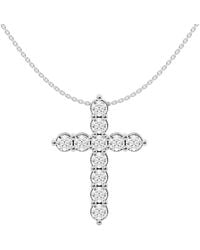Lab Grown Diamonds - 14K 2.00 Ct. Tw. Lab-Grown Diamond Cross Pendant - Lyst